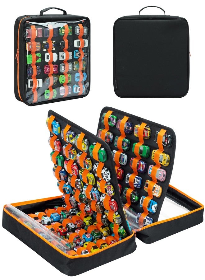 كيسلان علبة تخزين سيارات ألعاب بـ 124 فتحة مع نافذة شفافة، تتسع لـ 124 سيارة مصبوبة من المعدن، منظم سيارات ماتشبوكس متوافق مع سيارات الألعاب، حقيبة حمل محمولة بخمسة ألواح من البولي إيثيلين (أسود) - Image 1